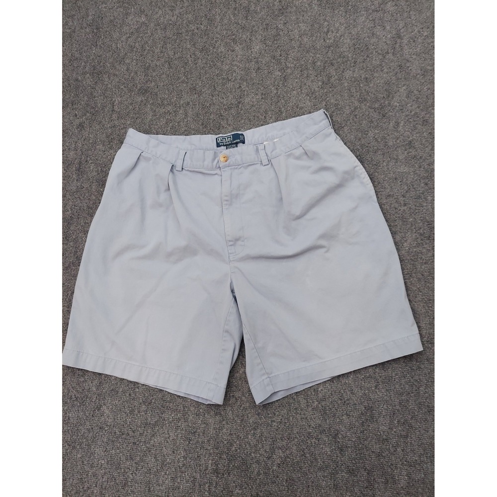 Vtg POLO RALPH LAUREN Shorts Mens 38 Blue Classic Chino Pleated Bermuda Beach